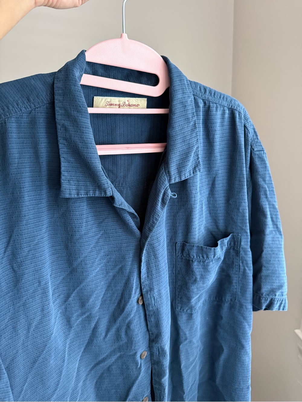 Tommy Bahama Blue silk Textured Casual Button-Down Shirt men’s xl - Picture 6 of 12